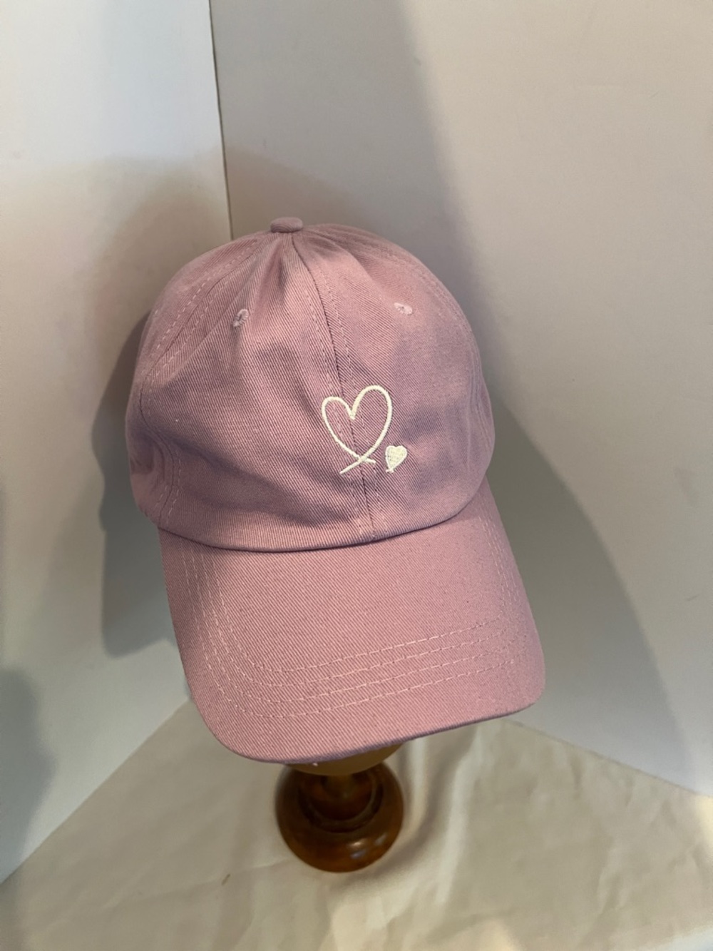 Lavender Heart Embroidered Baseball Cap